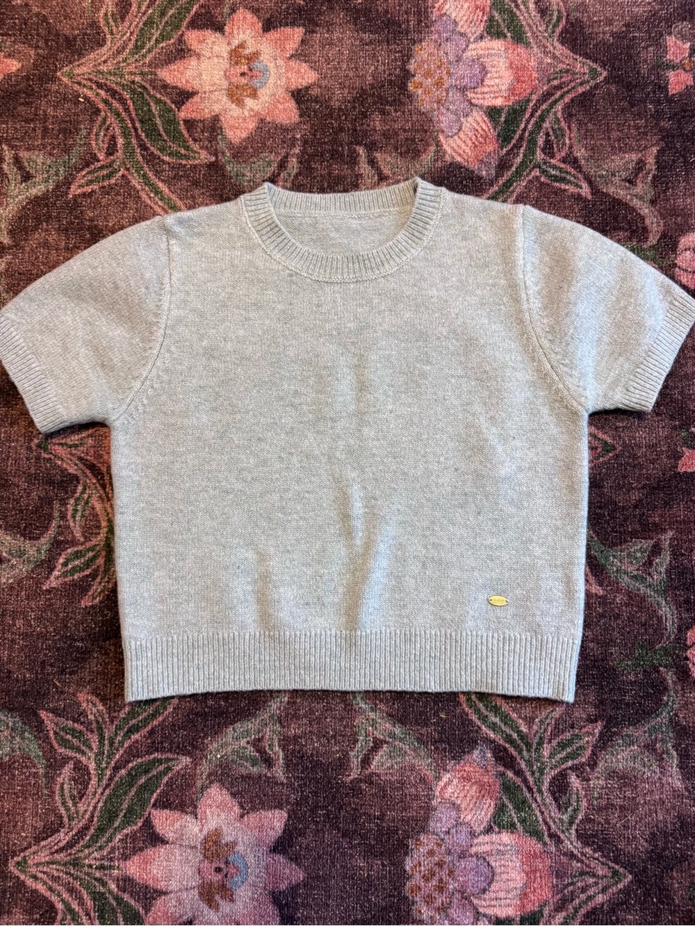 Tete & Tete Women’s Short-Sleeve Crewneck Sweater Light Gray - Medium